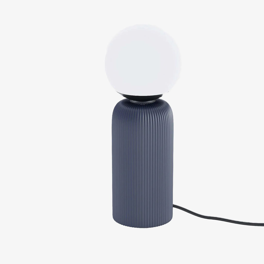 Lampe   poser en c ramique bleue et globe de verre Gauguin