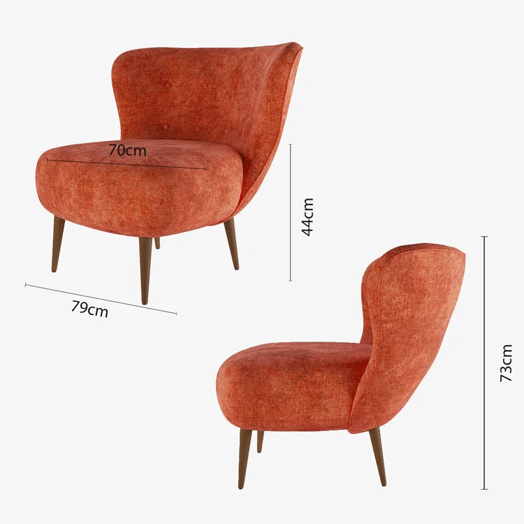 Fauteuil en velours ocre et bois