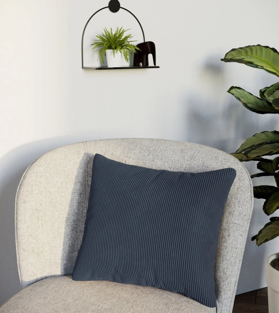 Coussin en velours bleu foncé déhoussable 40x40cm