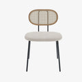 Lot de 2 chaises cannage et tissu boucl  blanc Gabrielle