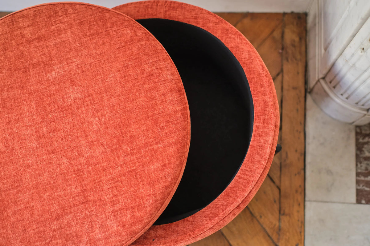 Angelo   Pouf coffre en velours ocre