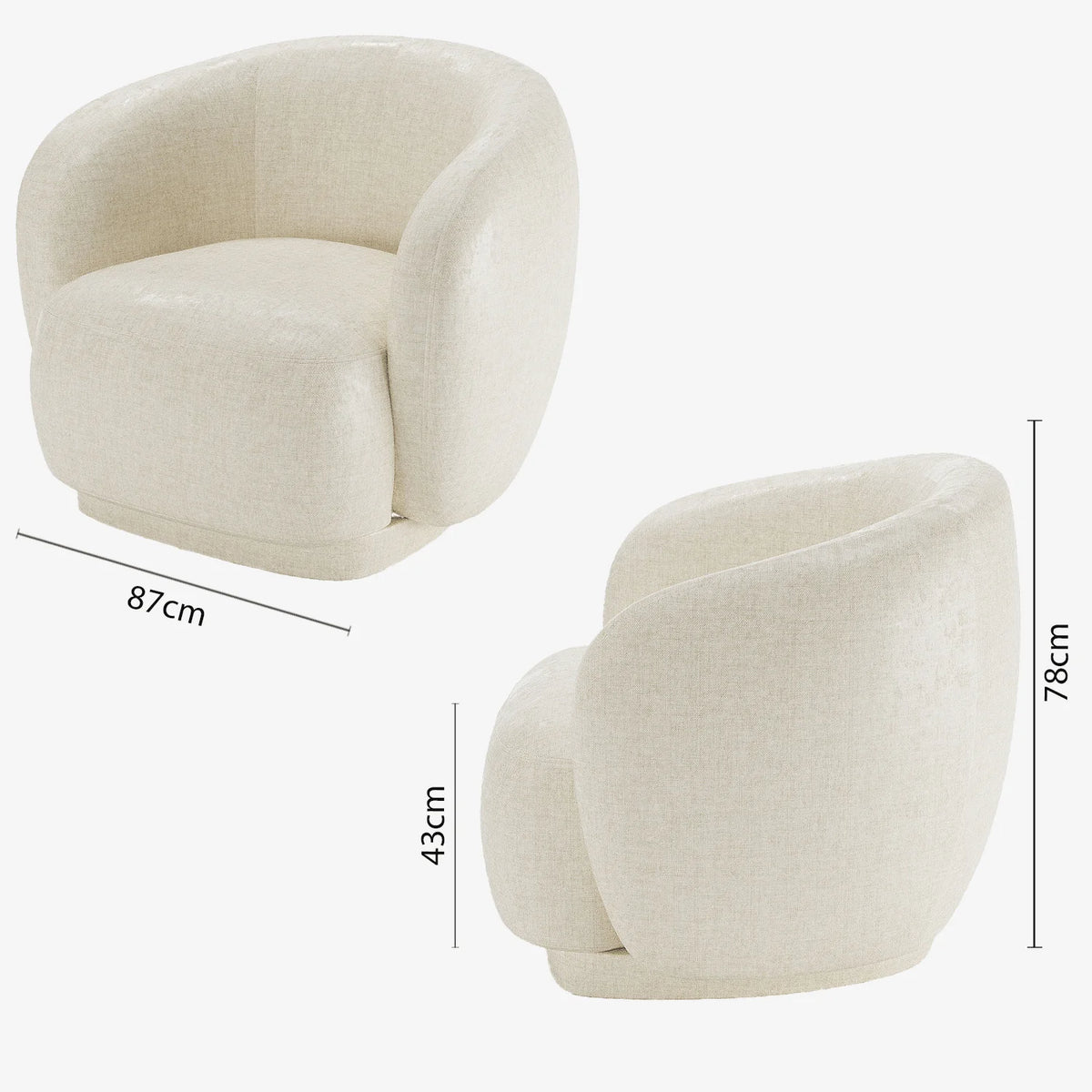 Fauteuil design demi-tonneau en velours vintage cr me Victoria