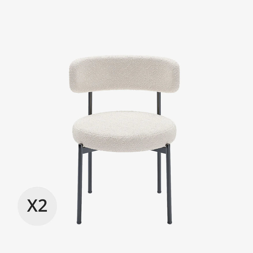 Lot de 2 chaises de table bouclette blanche Scarlett