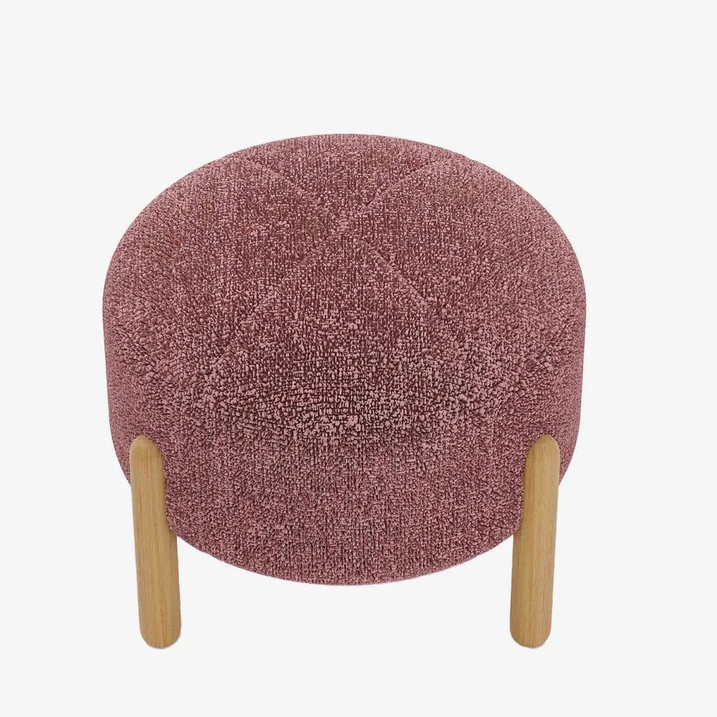 Pouf laine boucl e rose & bois Cam lia