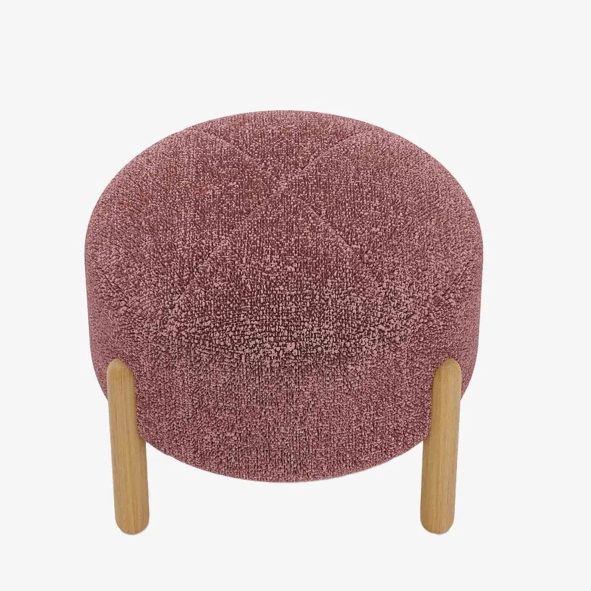 Pouf laine boucl e rose & bois Cam lia