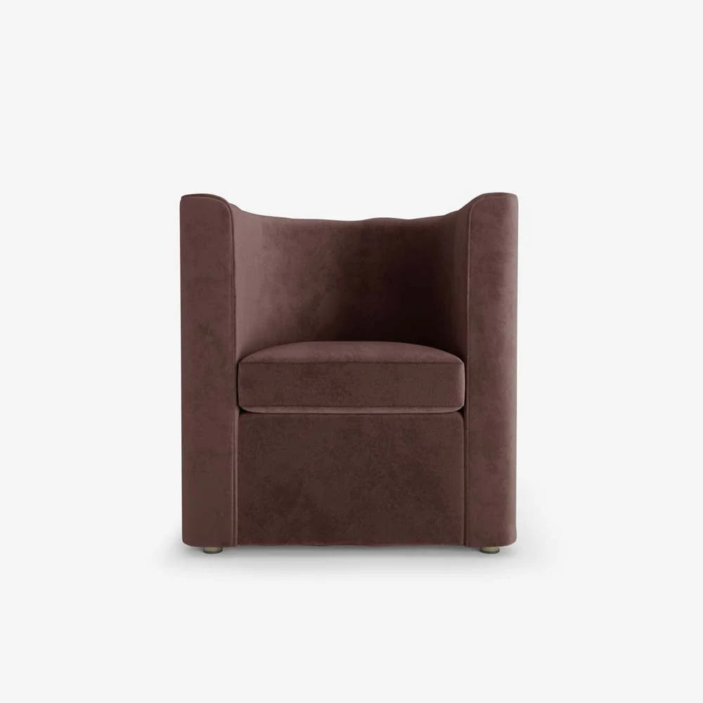 Fauteuil vintage en velours marron
