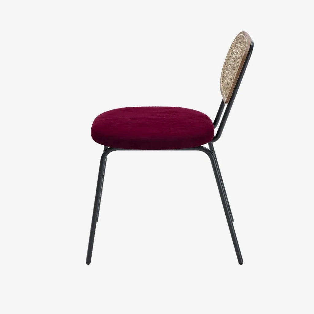 Lot de 2 chaises en rotin et velours bordeaux Gabrielle