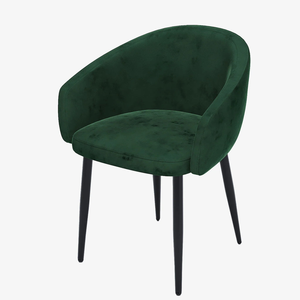 Paire de fauteuils de table design velours vert Eug nie