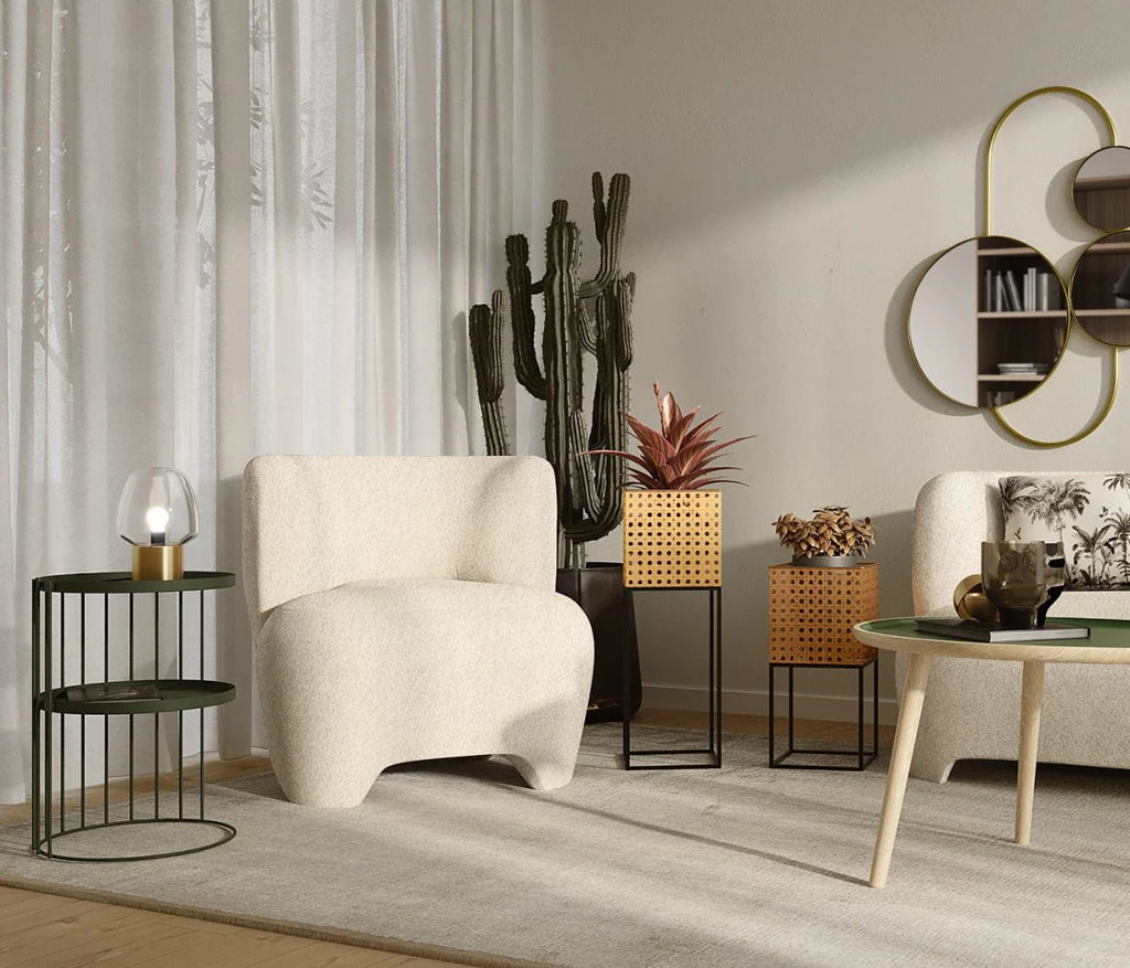NOA - Fauteuil en laine boucl e  crue