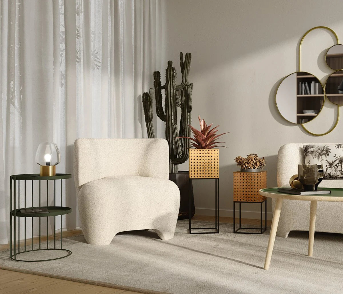 NOA - Fauteuil en laine boucl e  crue
