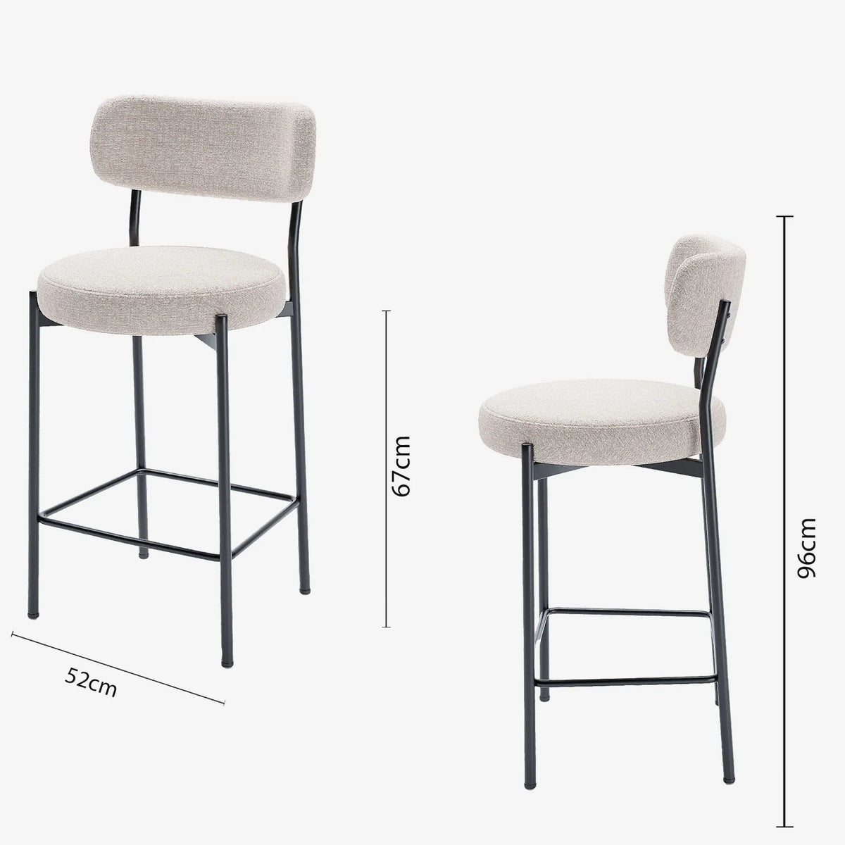 Lot de 2 fauteuils de bar velours cr me Lili