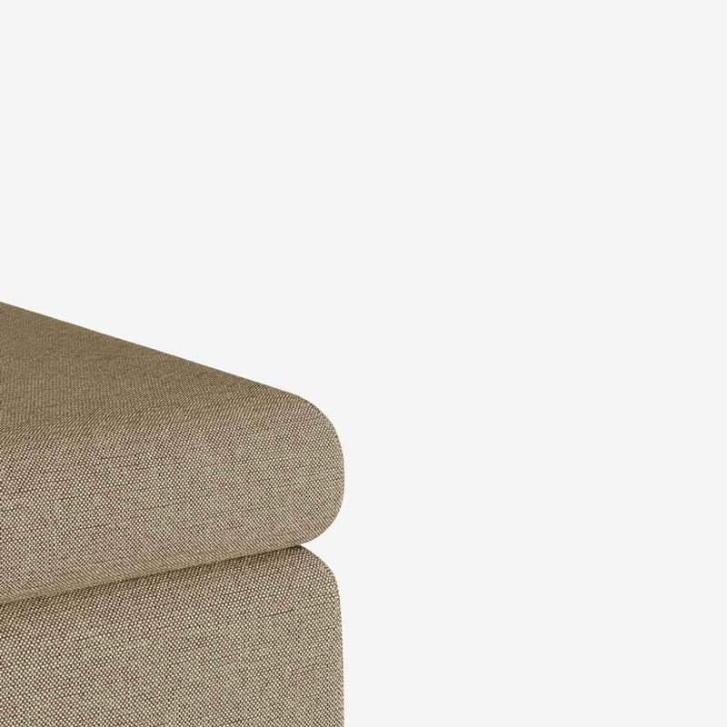 Banquette-coffre beige en bois, m tal et tissu