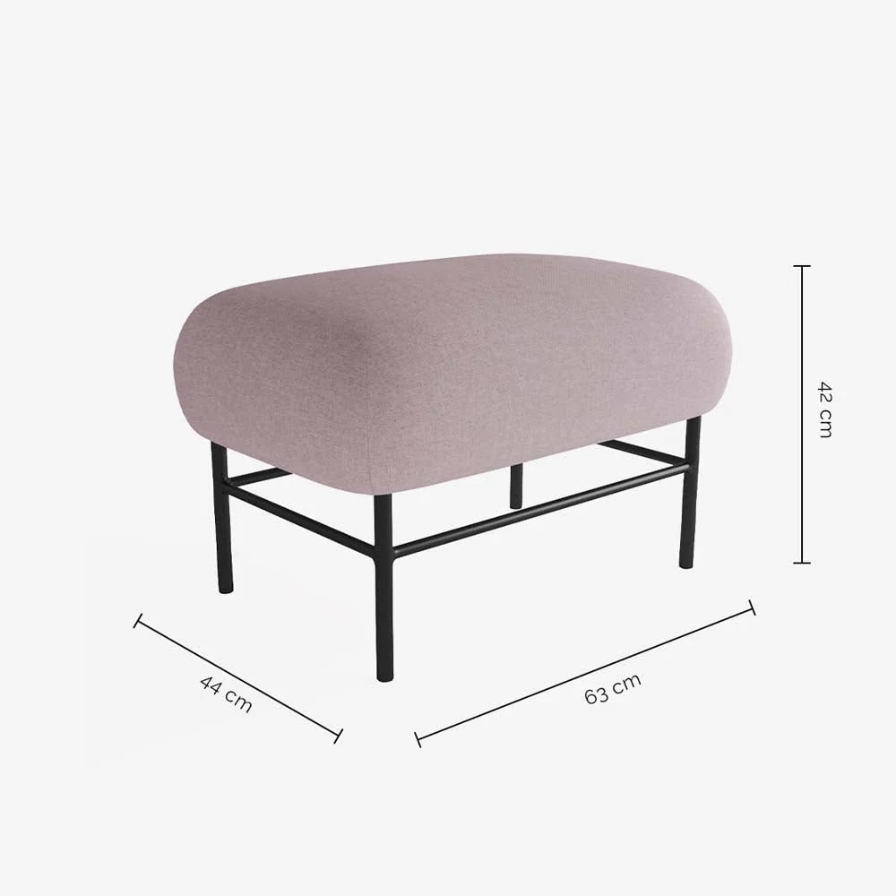 Banquette en tissu rose et métal noir