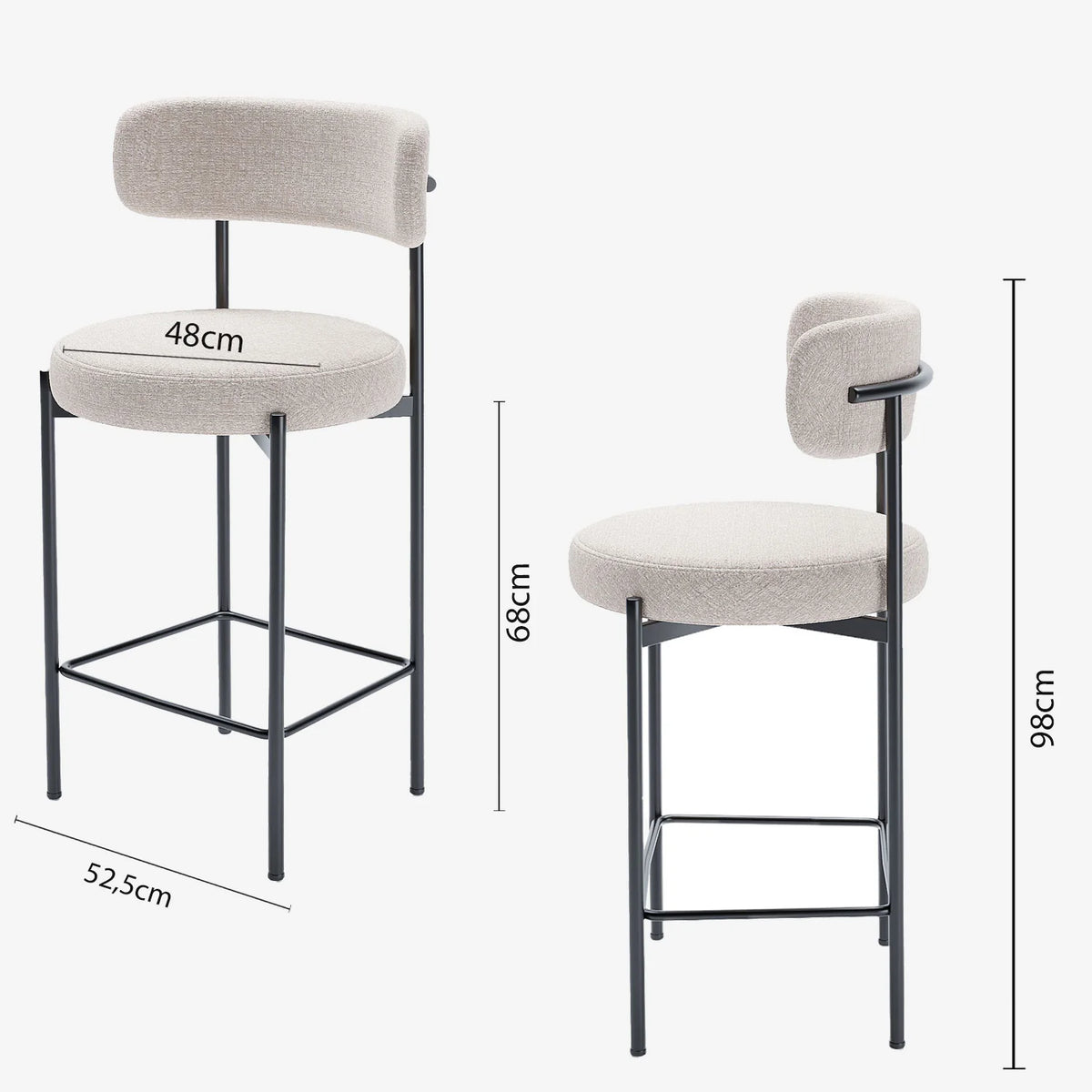 Lot de 2 tabourets de bar velours cr me Agathe
