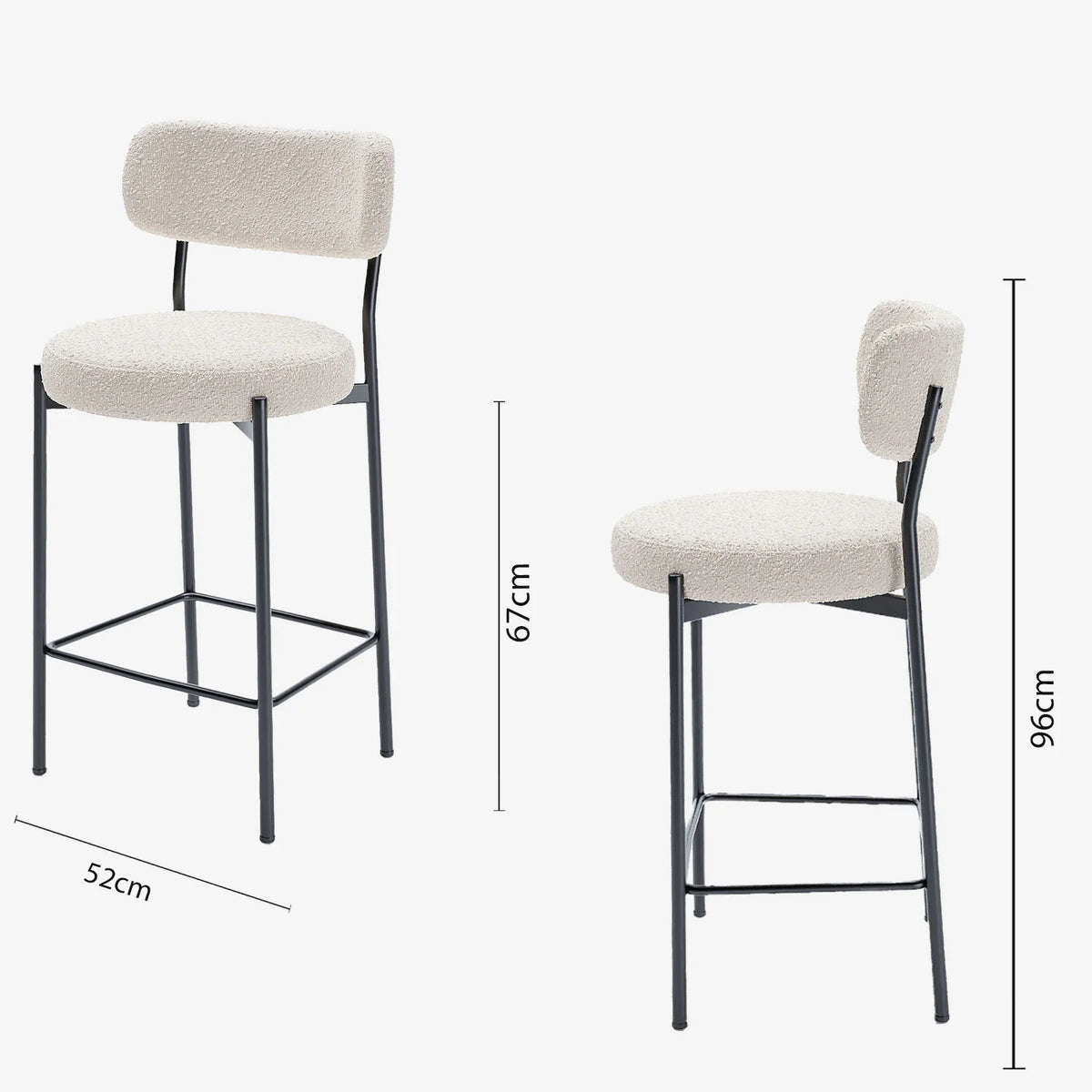 Lot de 2 fauteuils de bar bouclette blanche Lili
