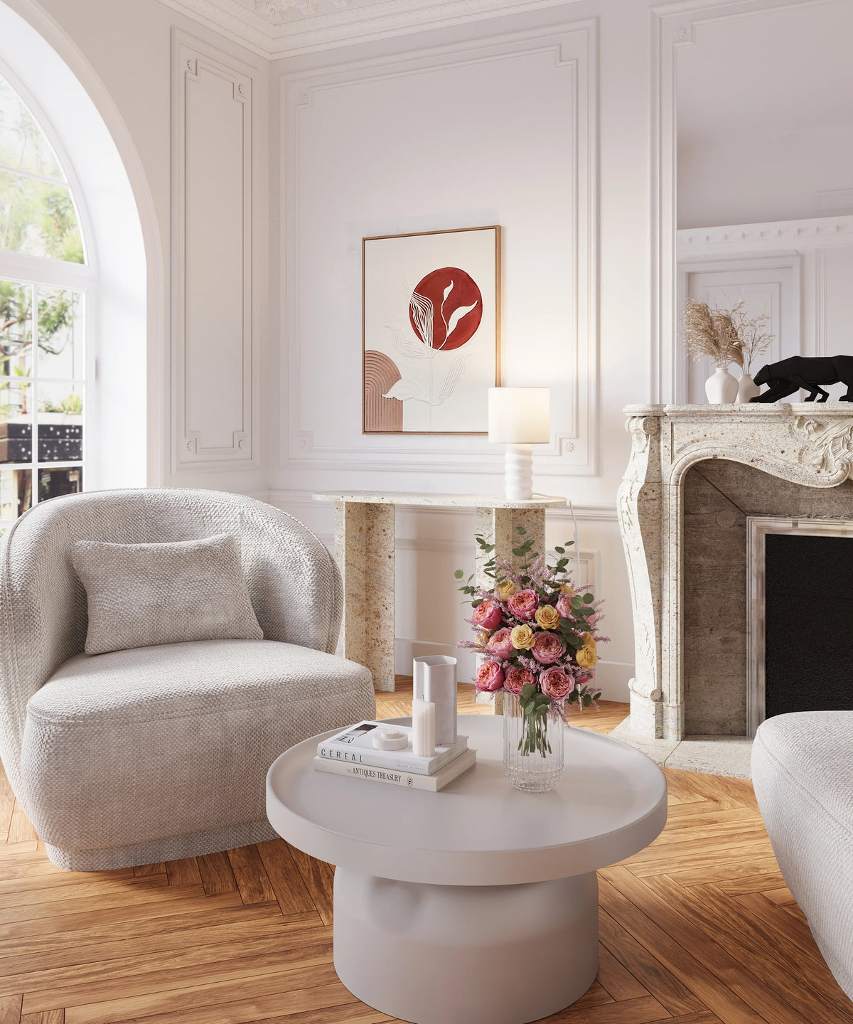 Table basse ronde en m tal gris clair Ath na