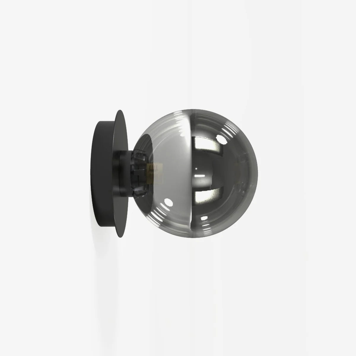 Applique en métal noir et globe en verre opaque