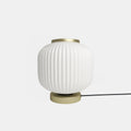 Lampe à poser en verre opaque blanc et métal doré