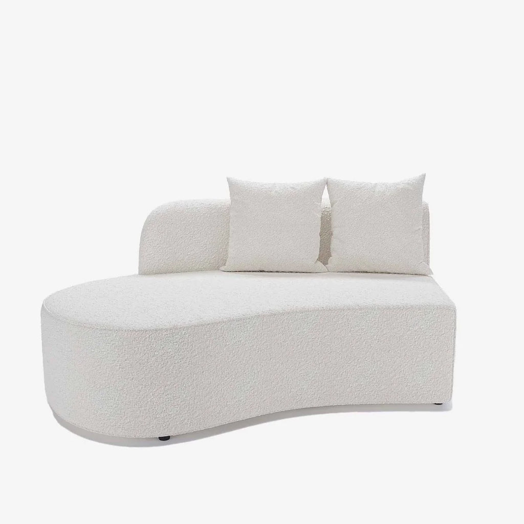 Canap  sectionnel incurv  3-4 places en tissu boucl  blanc Alba