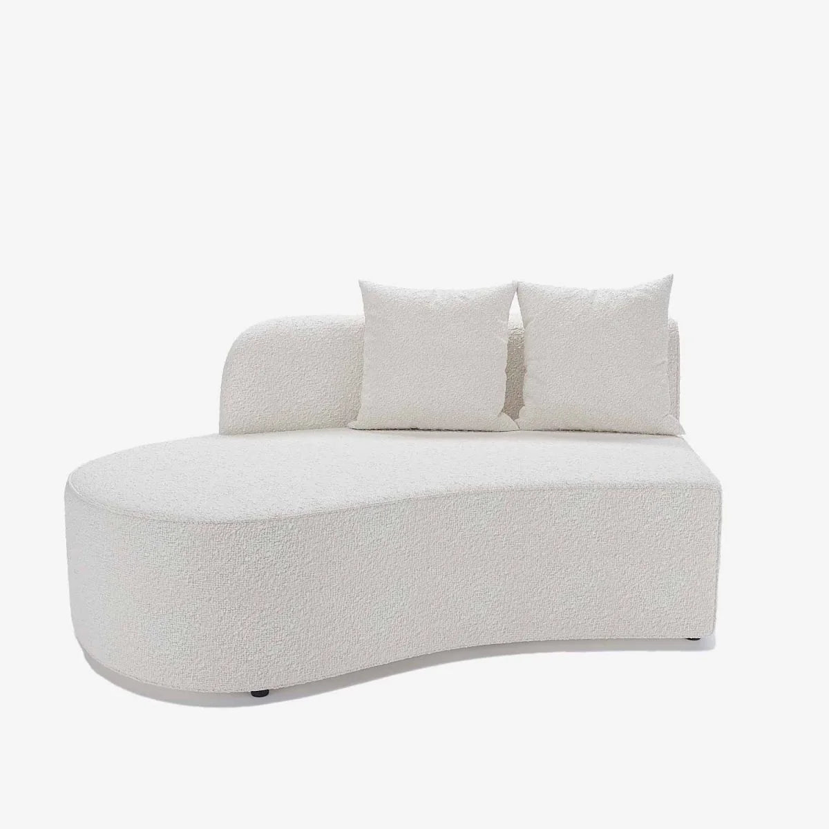 Canap  sectionnel incurv  3-4 places en tissu boucl  blanc Alba