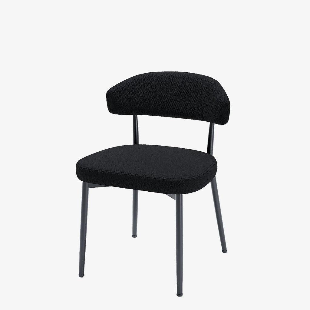 Lot de 2 chaises de salle   manger en tissu bouclette gris anthracite & m tal noir Mona
