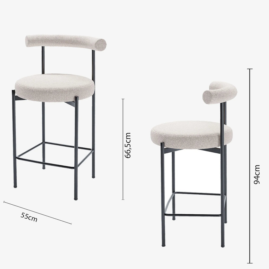 Lot de 2 chaises de bar  velours cr me  Charlotte