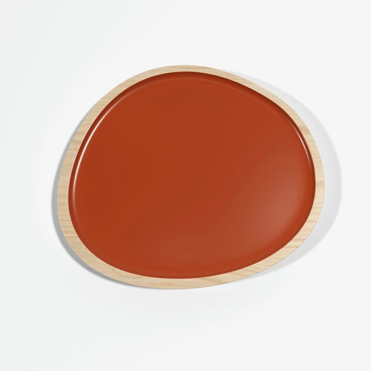 Set de 2 plateaux en bois et peinture céramique ocre