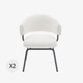 Lot de 2 chaises avec accoudoir tendance en tissu chenille blanc Silva