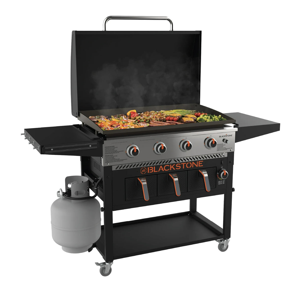 Plancha au gaz Blackstone 36" 4 brûleurs avec double Air Fryer et capot