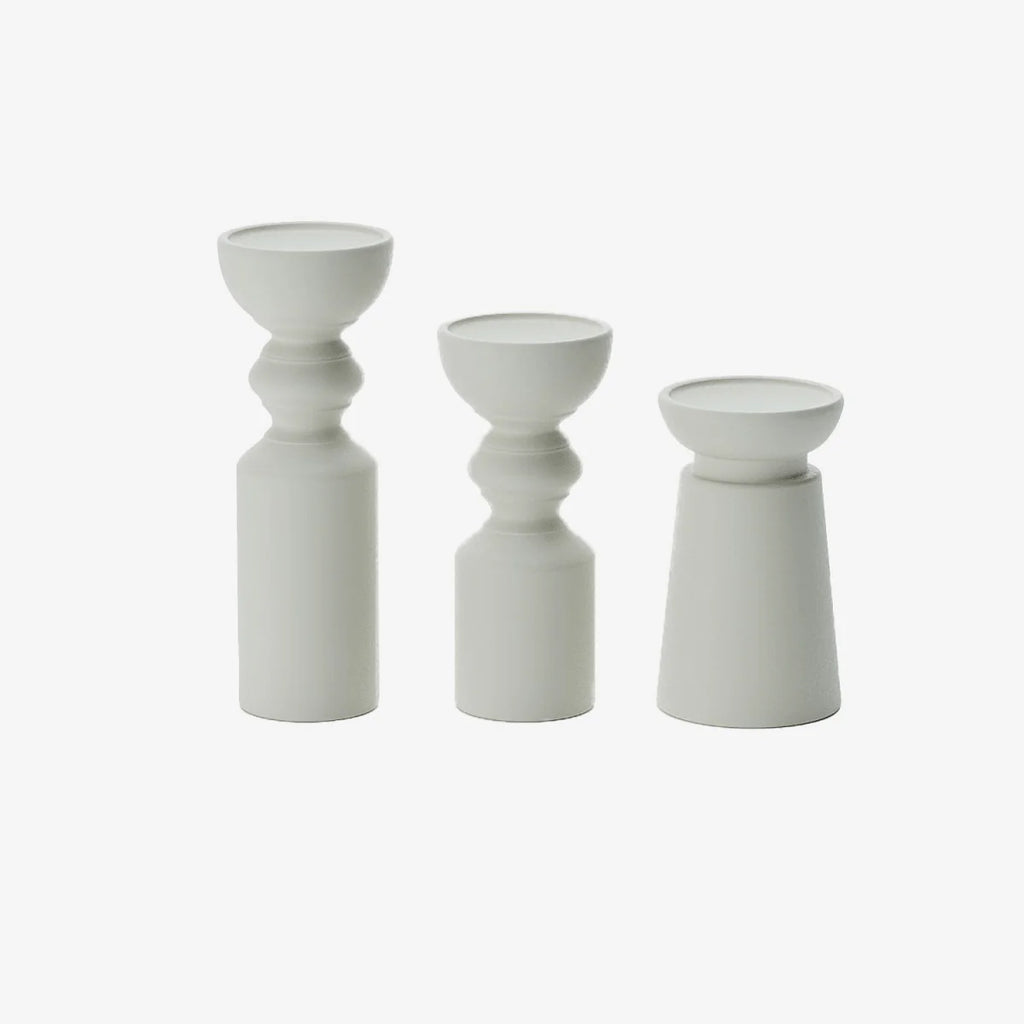 Set de 3 bougeoirs bois design, Boston coloris cr me