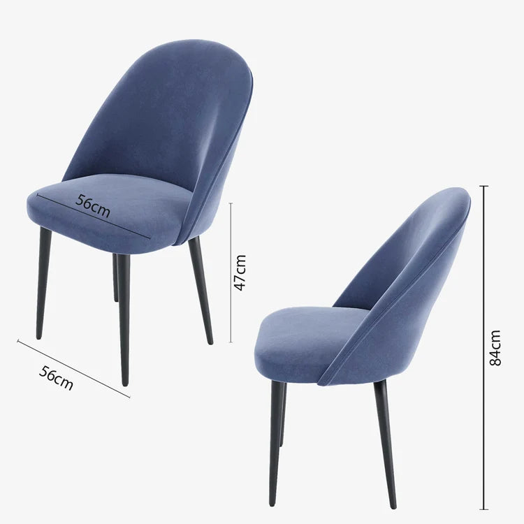 Lot de 2 chaises en velours bleu & m tal noir Nina