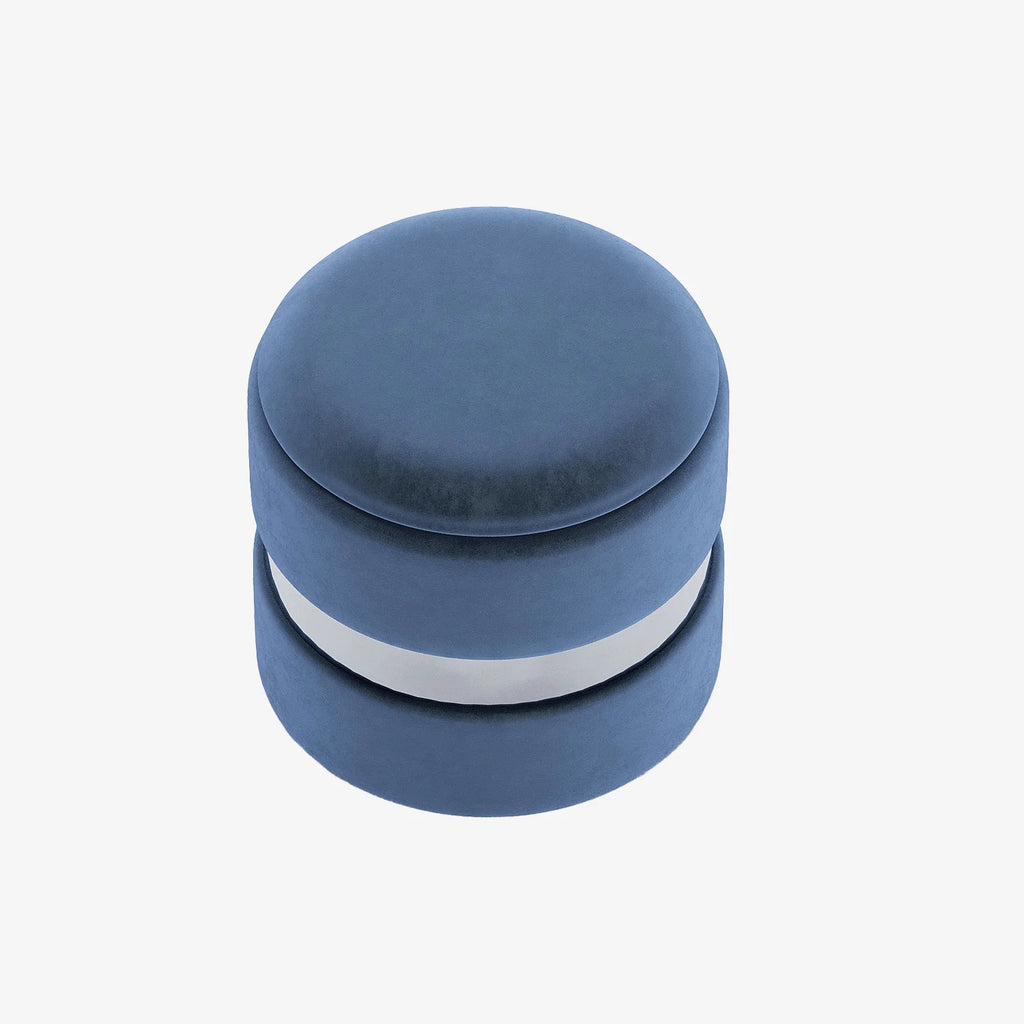 Pouf rond en velours & métal avec rangement