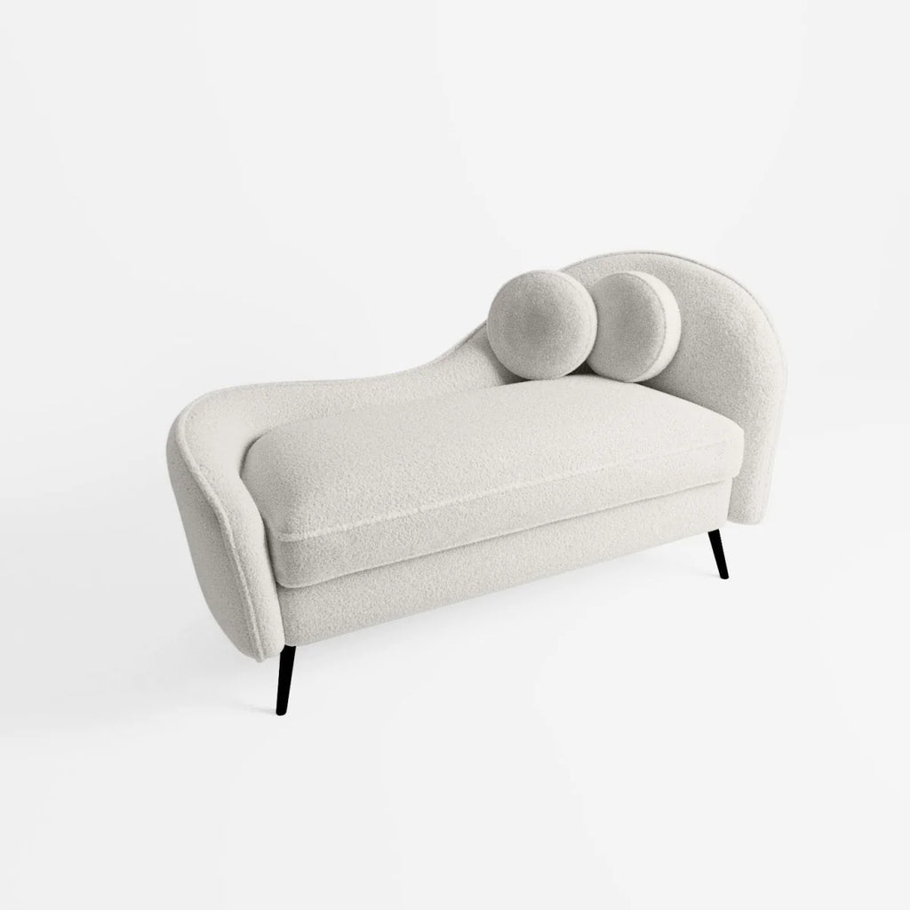 M ridienne effet laine boucl e blanc  cru, pieds m tal noir