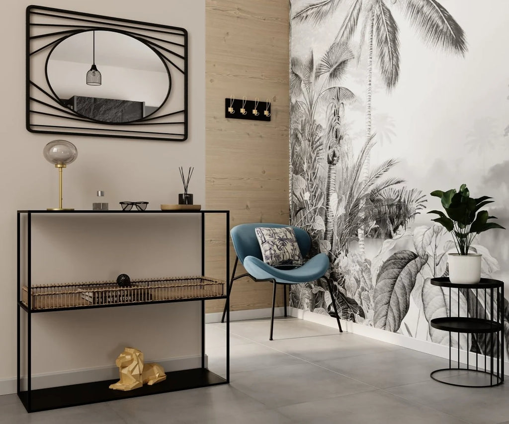 Console en m tal et bambou