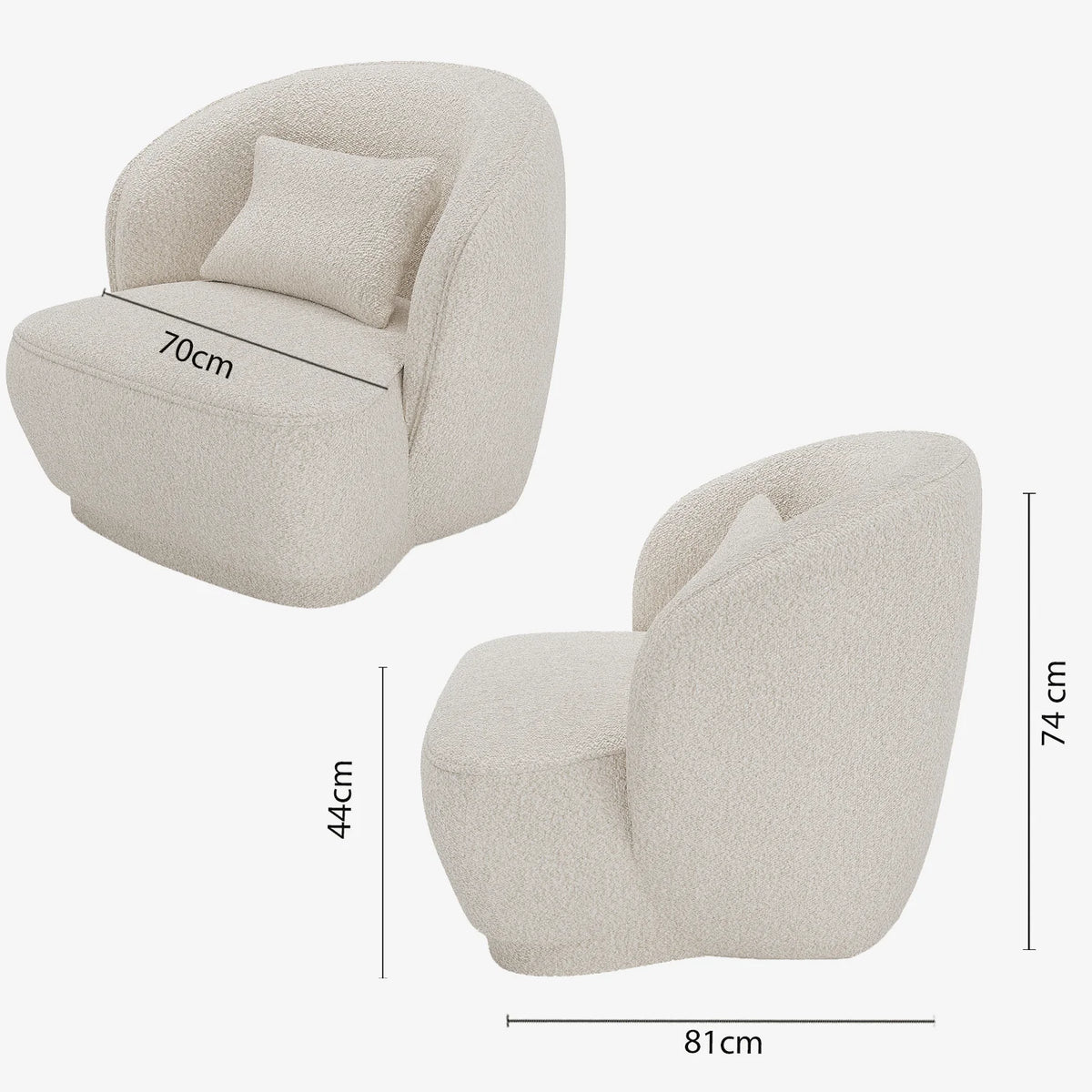 Fauteuil design bouclette gris-cr me Pablo