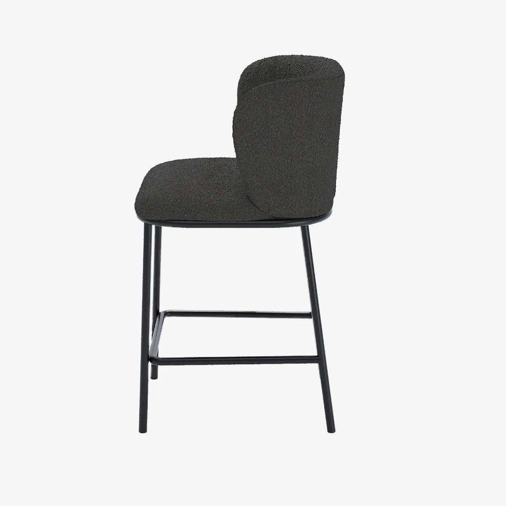 Lot de 2 tabourets de bar tissu boucl  gris fonc  C sar