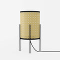 Lampe à poser en métal et rotin