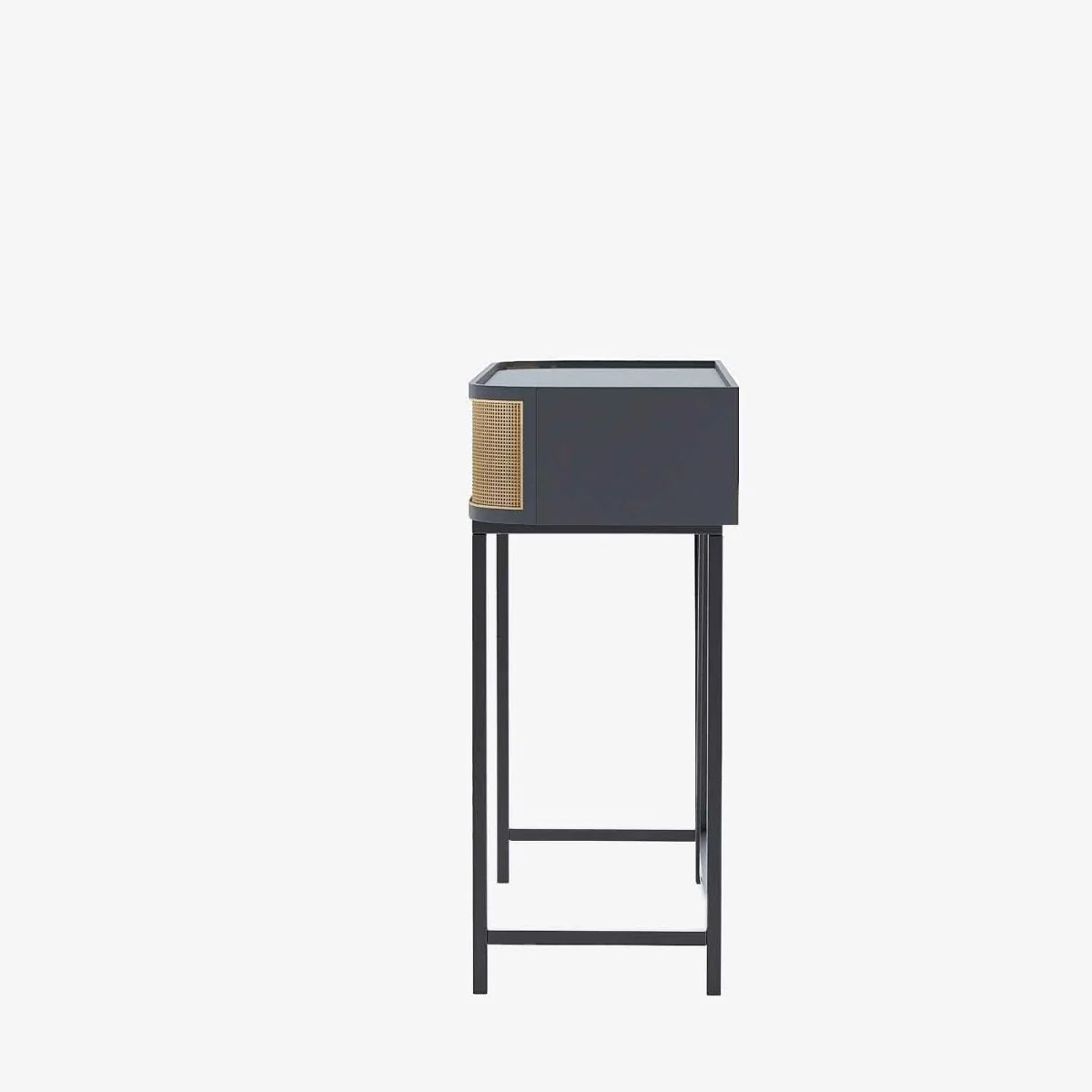 Table console noire avec tiroirs rotin tress , Daphn