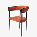 Chaise de salle   manger design dossier arrondi velours ocre Aurore