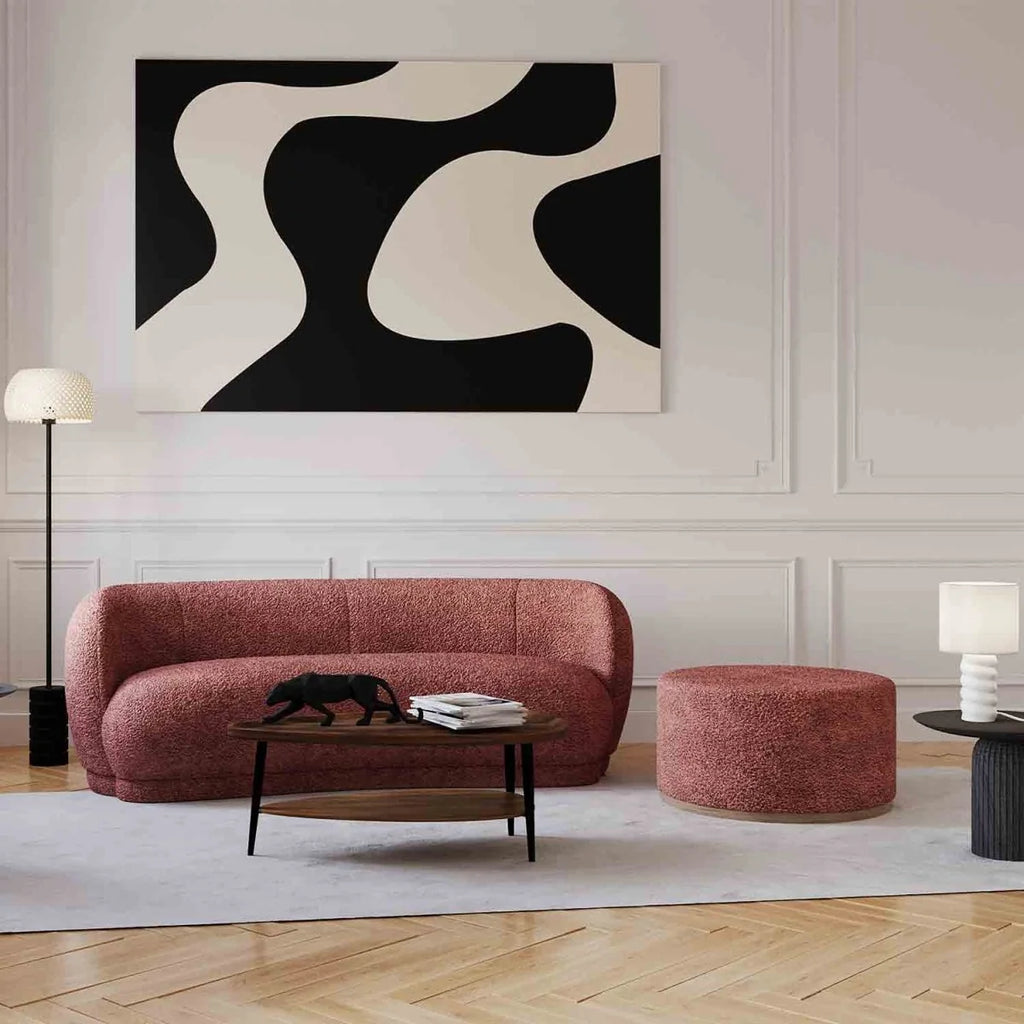 Canap  tissu bouclette rose Bianca
