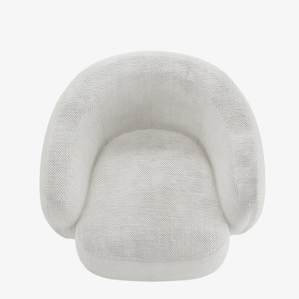 Fauteuil design demi-tonneau tissu chenille blanc Victoria