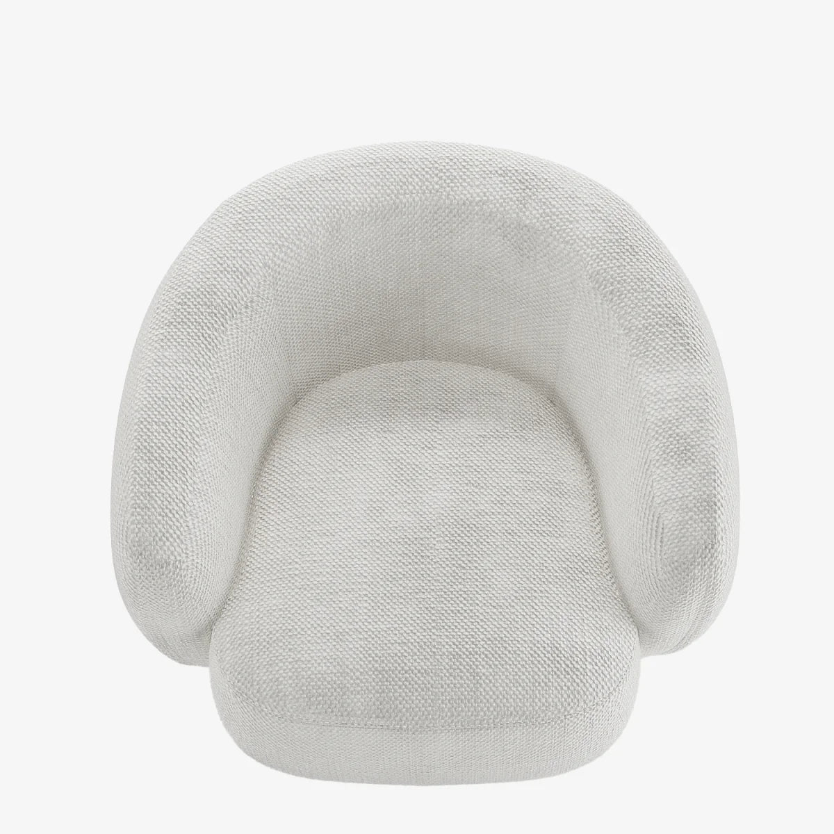 Fauteuil design demi-tonneau tissu chenille blanc Victoria