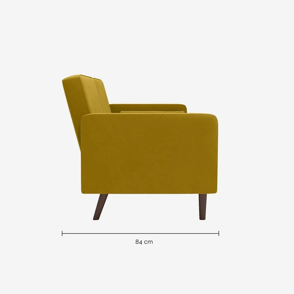Canapé-lit 2 places en velours jaune moutarde