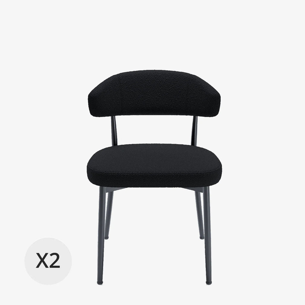 Lot de 2 chaises de salle   manger en tissu bouclette gris anthracite & m tal noir Mona