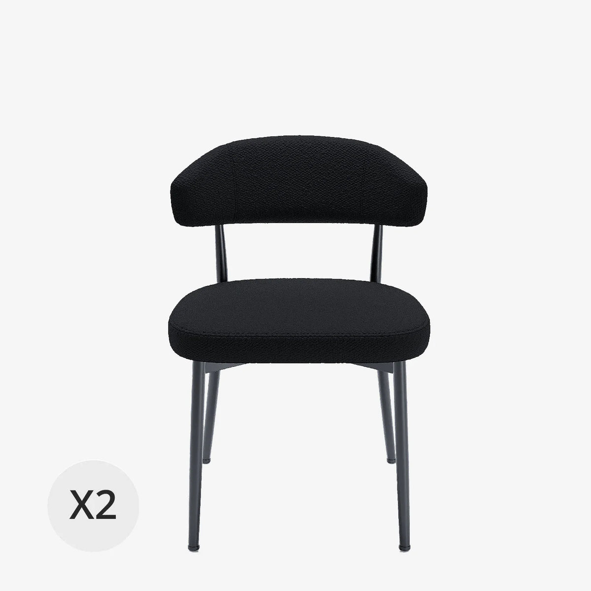 Lot de 2 chaises de salle   manger en tissu bouclette gris anthracite & m tal noir Mona