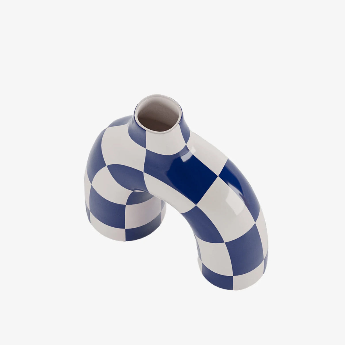 Phoenix - Vase art moderne   damier bleu marine