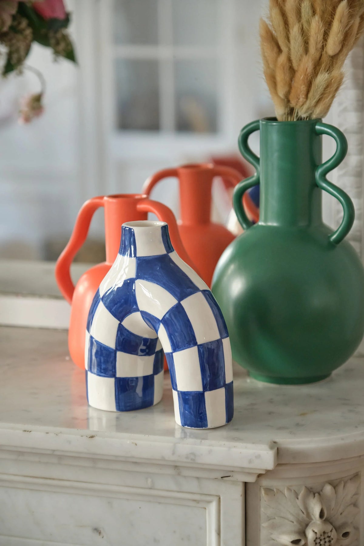 Florence - Vase amphore 4 poign es en c ramique verte