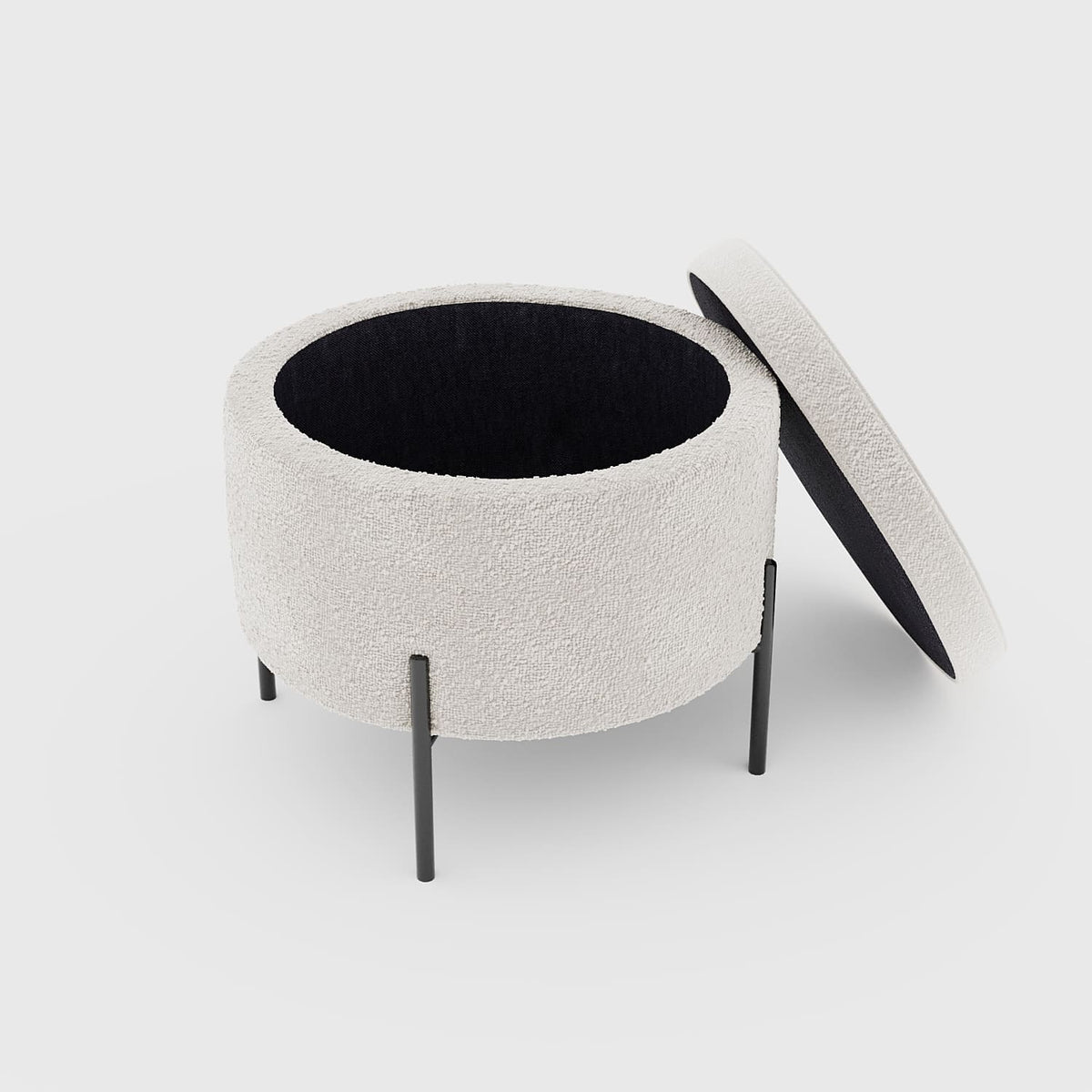 Angelo   Pouf coffre en tissu bouclette cr me