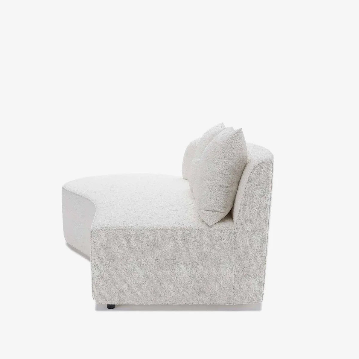 Canap  sectionnel incurv  3-4 places en tissu boucl  blanc Alba