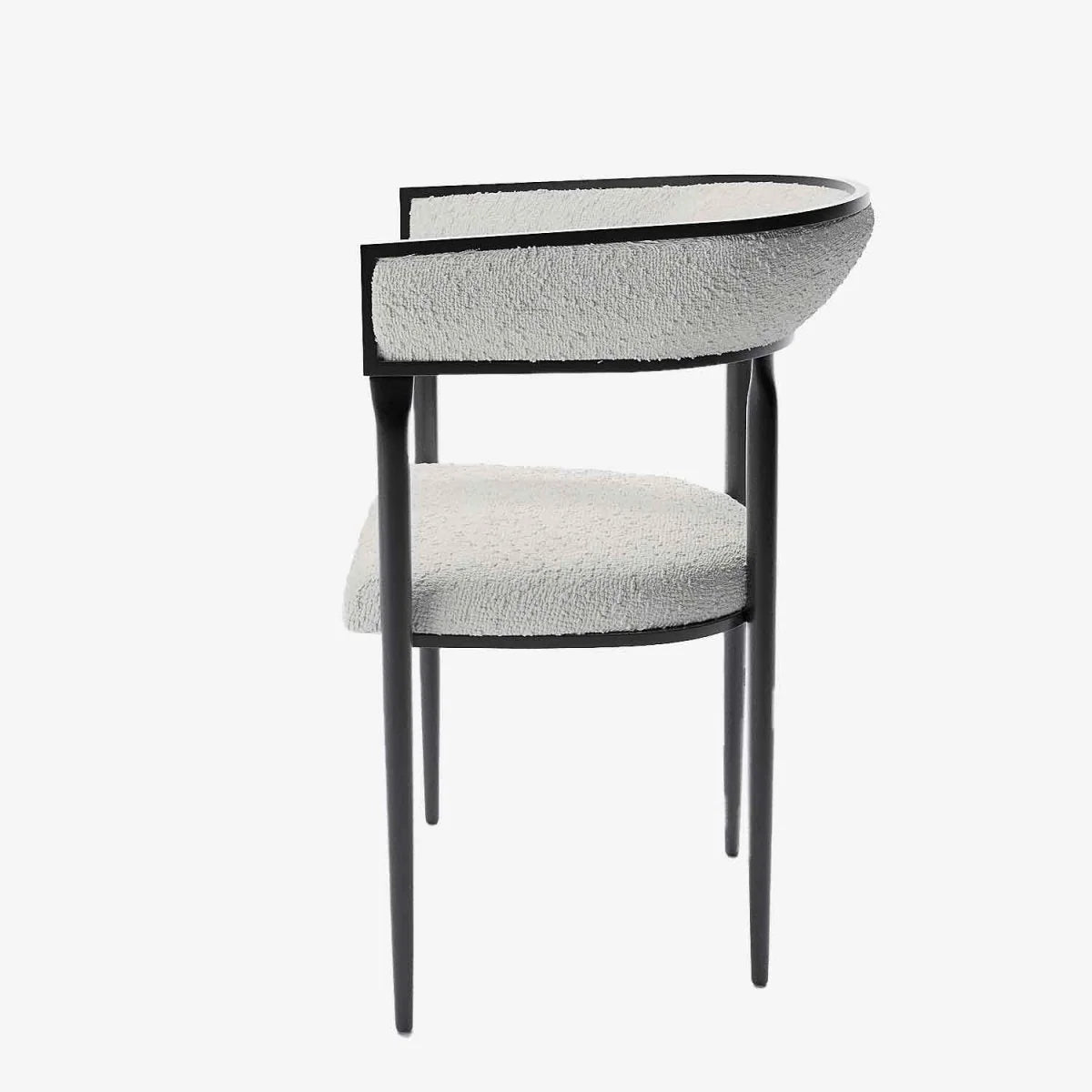 Chaise de salle   manger design dossier arrondi bouclette blanche Aurore